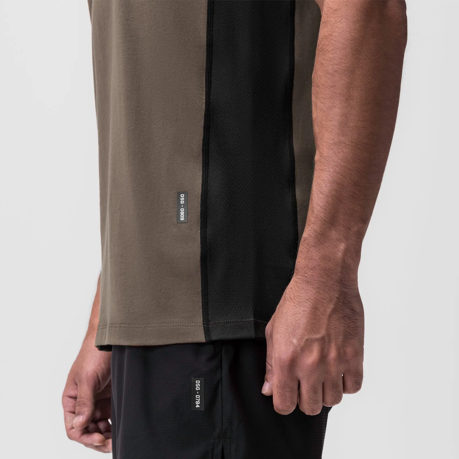 0809. Supima® Mesh Panel Training Singlet  - Deep Taupe