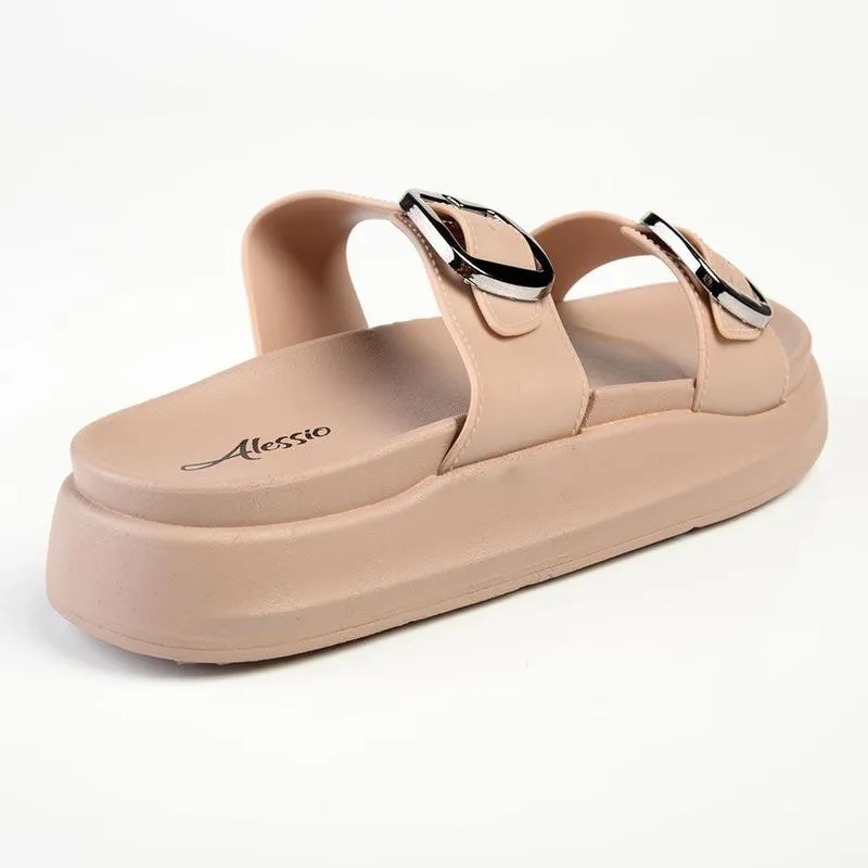 Alessio Double Cross Strap Sandal - Nude