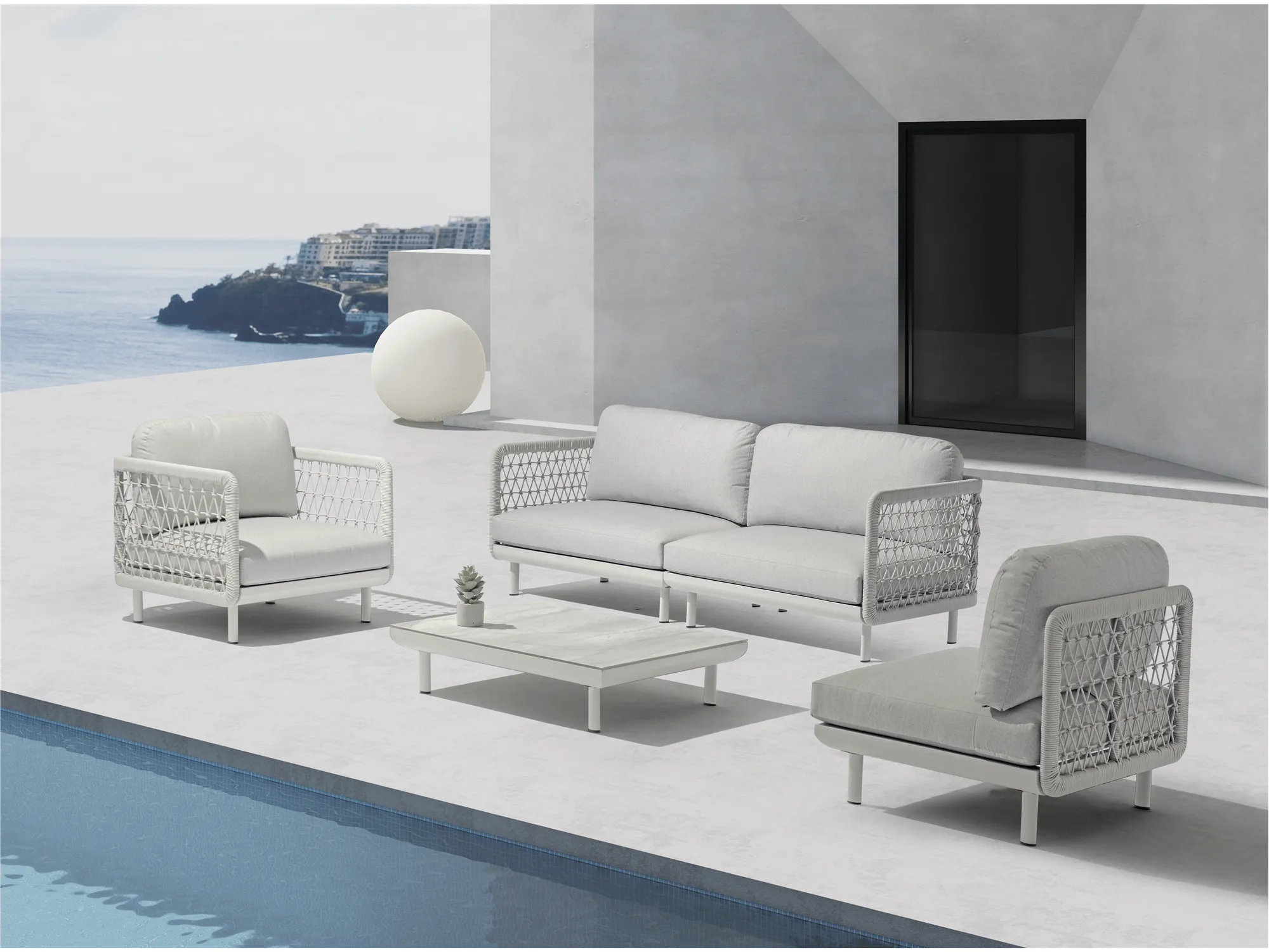 Amberly Outdoor Coffee Table in Light Grey