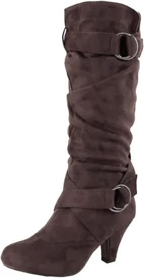 Ankle Boots For Women Suede Cross Belt Thigh High Boots Low Heeled Pull On Knee High Boots Mid Calf Bootie
