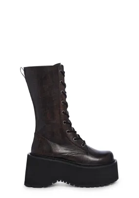 Booked Out Combat Boots - Brown