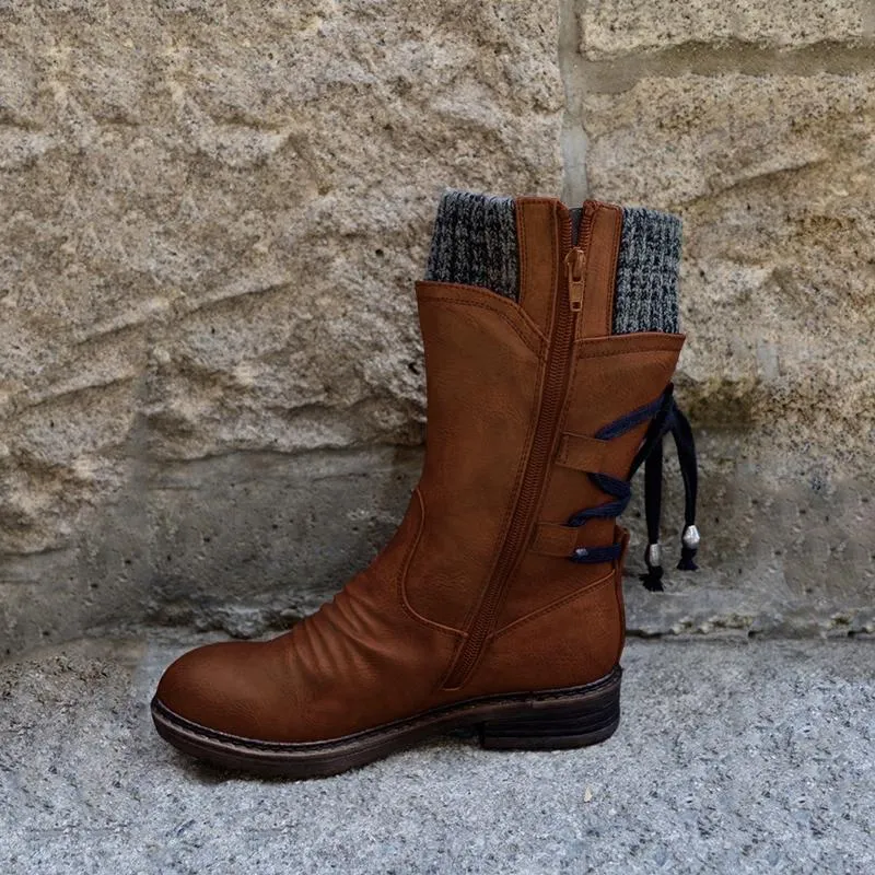 Bottes d'hiver Chaudes à Lacets pour Femmes