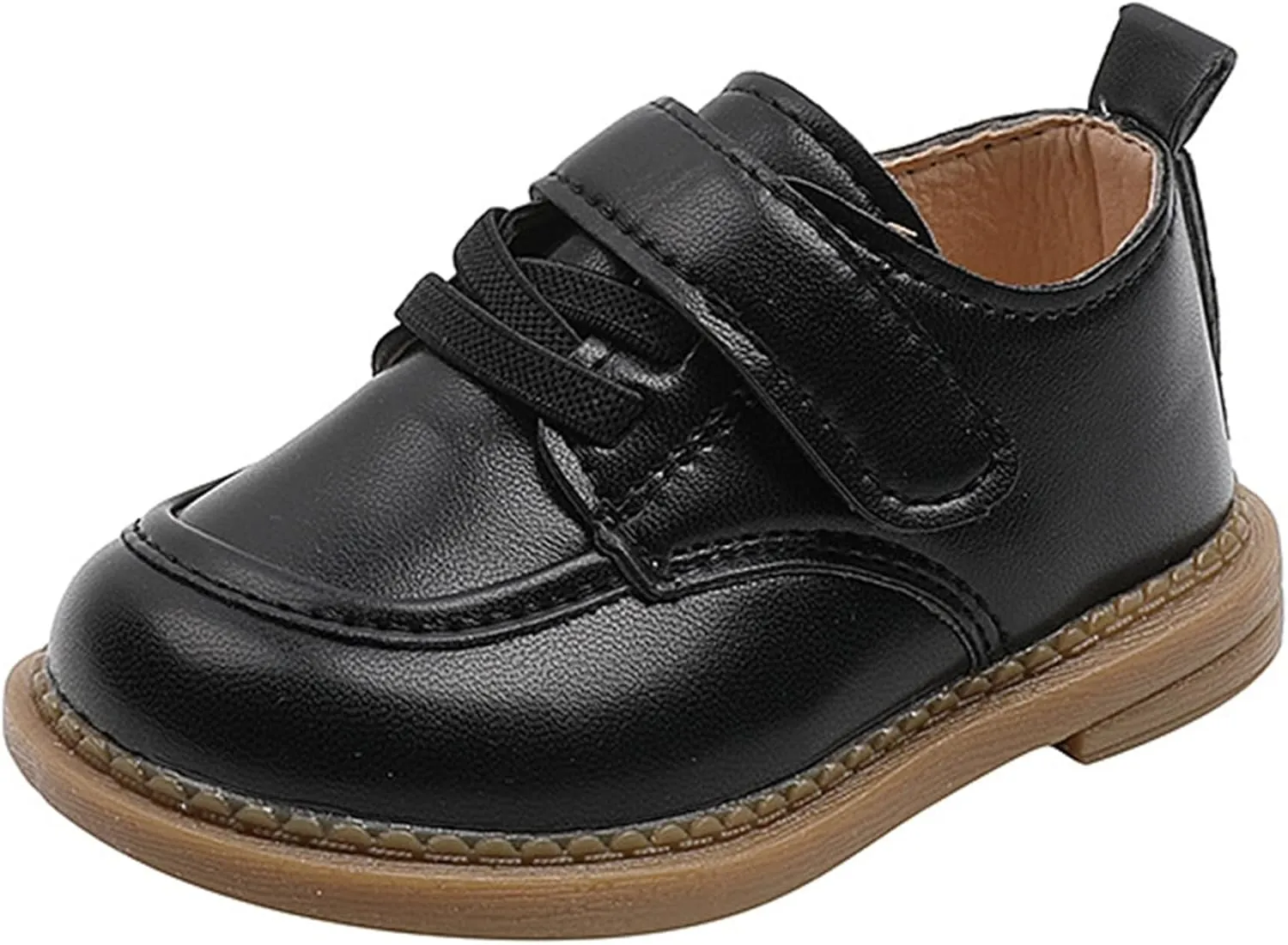 Boys Soft Leather Loafer Casual Dress Shoes Round Toe Buckle Thick Sole Slip On Boat Shoes School Wedding Church Loafers