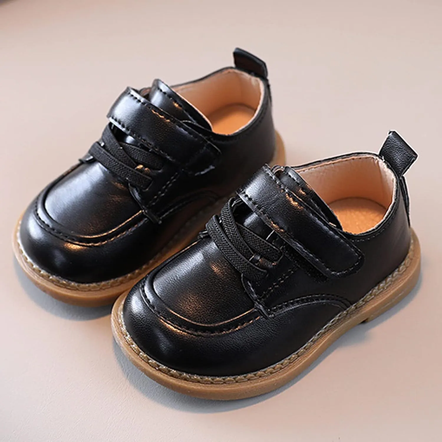 Boys Soft Leather Loafer Casual Dress Shoes Round Toe Buckle Thick Sole Slip On Boat Shoes School Wedding Church Loafers