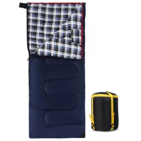 Camping Sleeping Bag for Adult with Cotton Flannel Liner,Red Blue