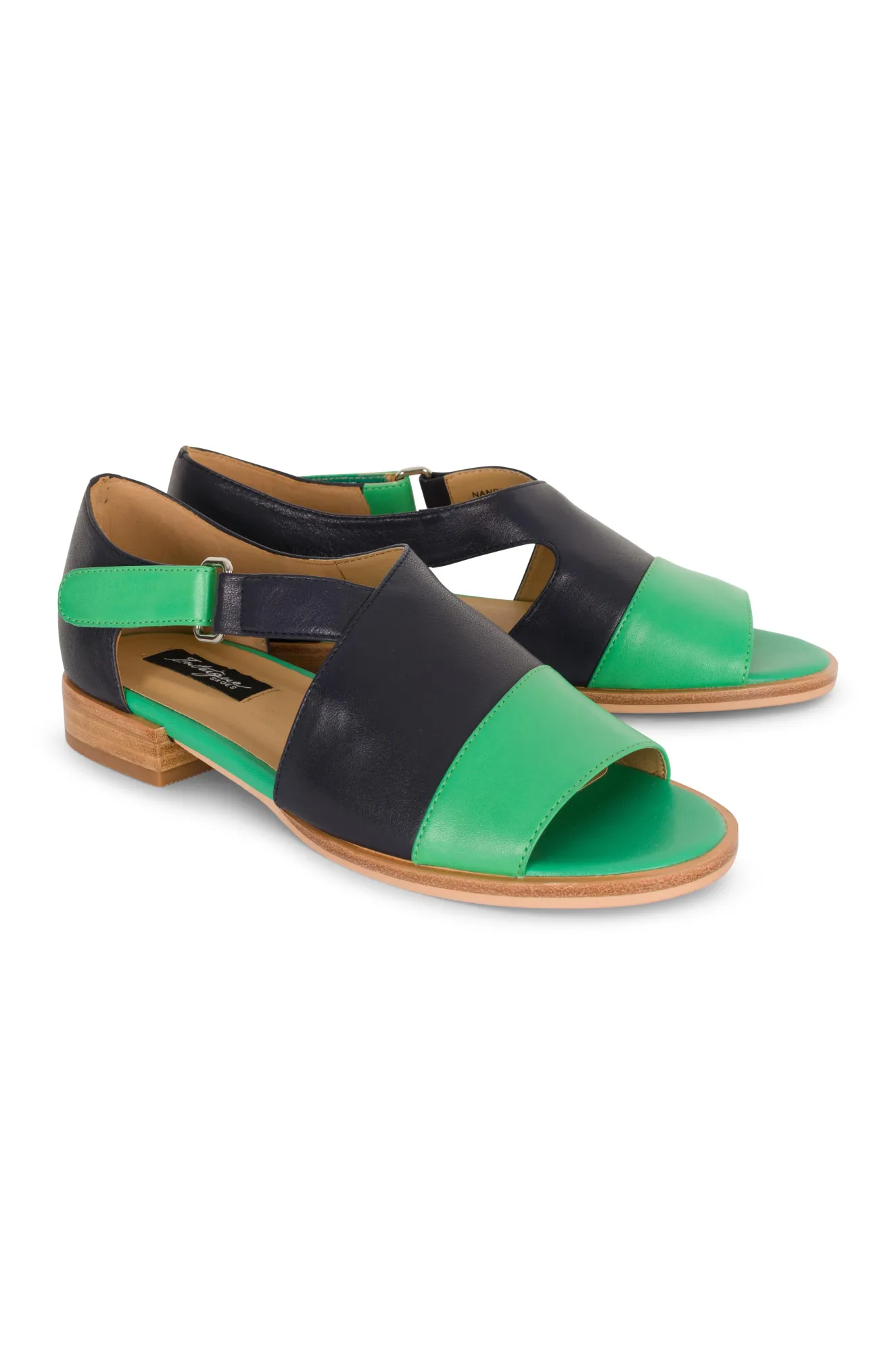 Colourful soft Leather Sandal | GREEN/NAVY | NANRIC YY