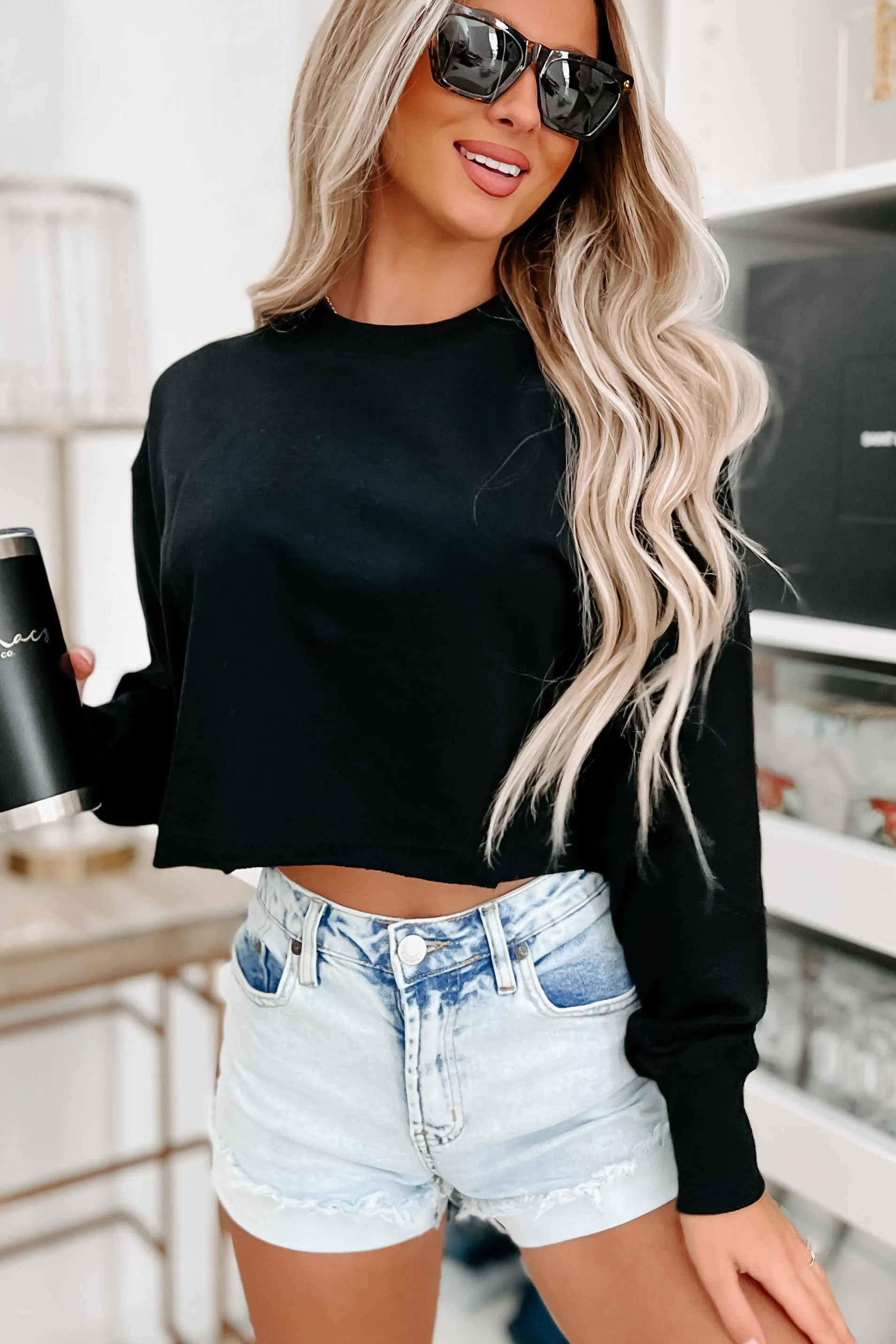 Competitive Edge Cropped Sweatshirt (Black)