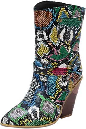 Cowboy Boots For Women Pointy Toe Women's Western Boots Cowgirl Boots Mid Calf Boots Rain Boots Cowgirl Pull On Western Side