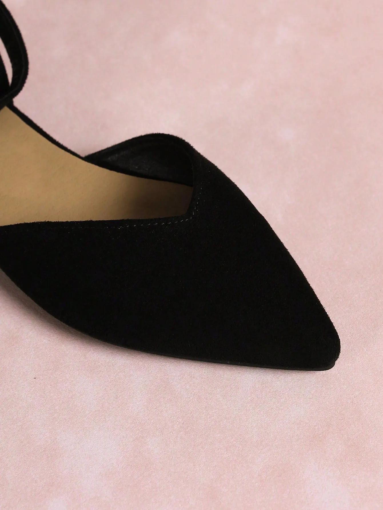 CUCCOO CURVES Women's New Summer Faux Velvet Hollow Pointed Toe Plus Size Flat Shoes
