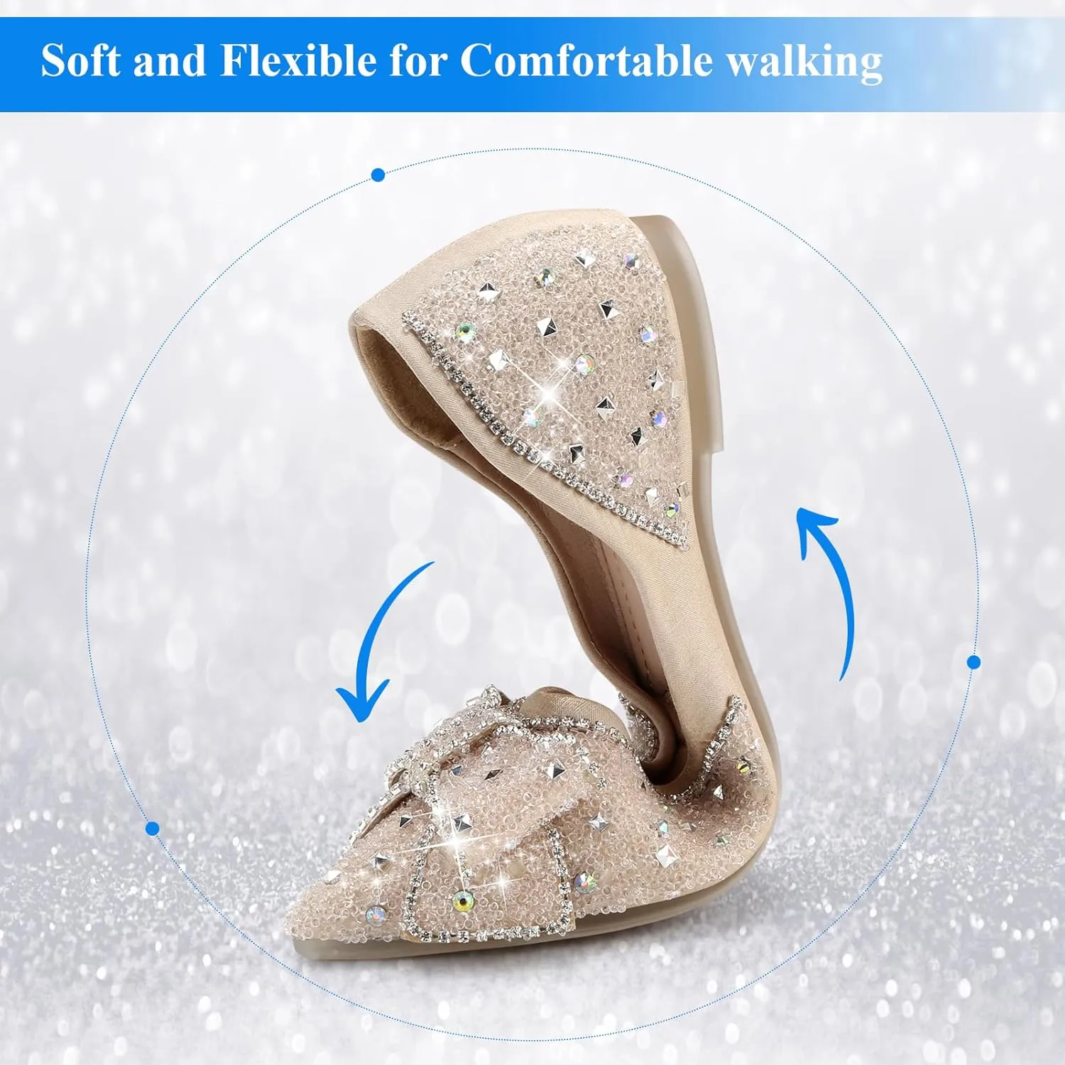 Dressy Flats Shoes for Women Comfortable Wedding Flats Rhinestone Fancy Ballet Flats Pointy Toe Flats