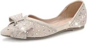 Dressy Flats Shoes for Women Comfortable Wedding Flats Rhinestone Fancy Ballet Flats Pointy Toe Flats