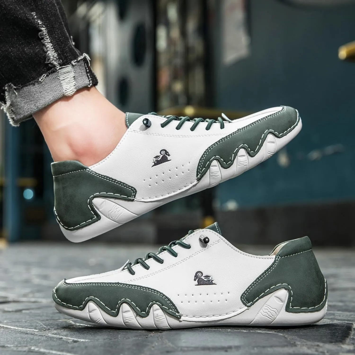 Driving Shoes for Men Women Fashion Leather Beck Shoes with Arch Support,Lightweigh Retro Slip On Walking Sneakers Footwear,Outdoor Comfort Hiking Sports Sneakers