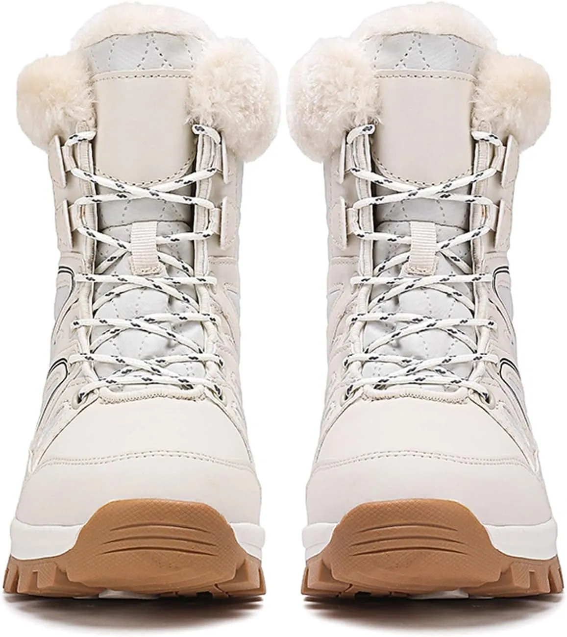 Fur Snow Boots For Women Wide Width Furry Boots Waterproof Ankle Boots Warm Winter Boots Mid-Calf Boots
