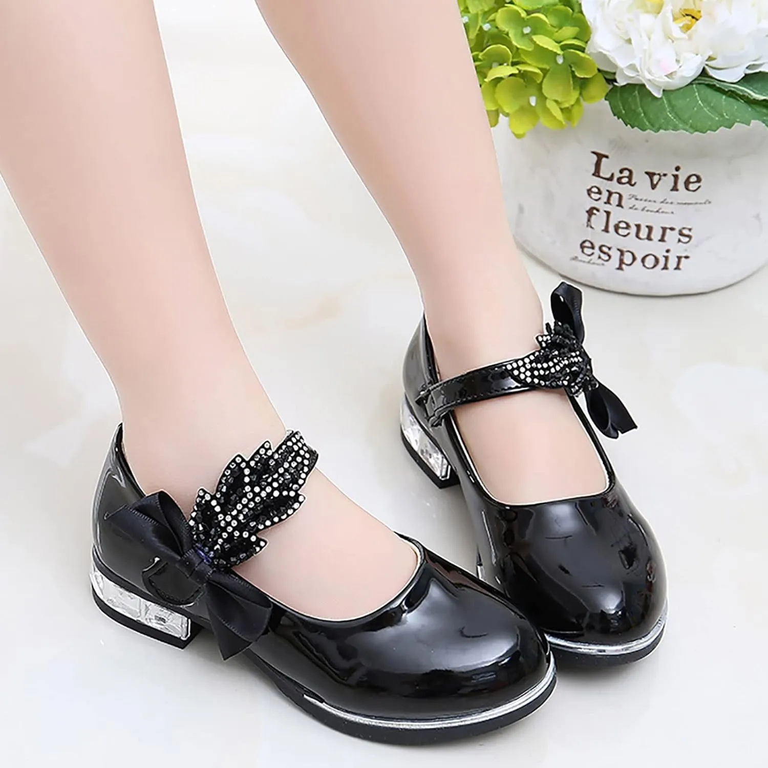 Girls Mary Jane Oxfor𝐝 Dress Shoes Toddler Kids School Shoes Pump Patent Leather Uniform Low Heel Flats for Wedding