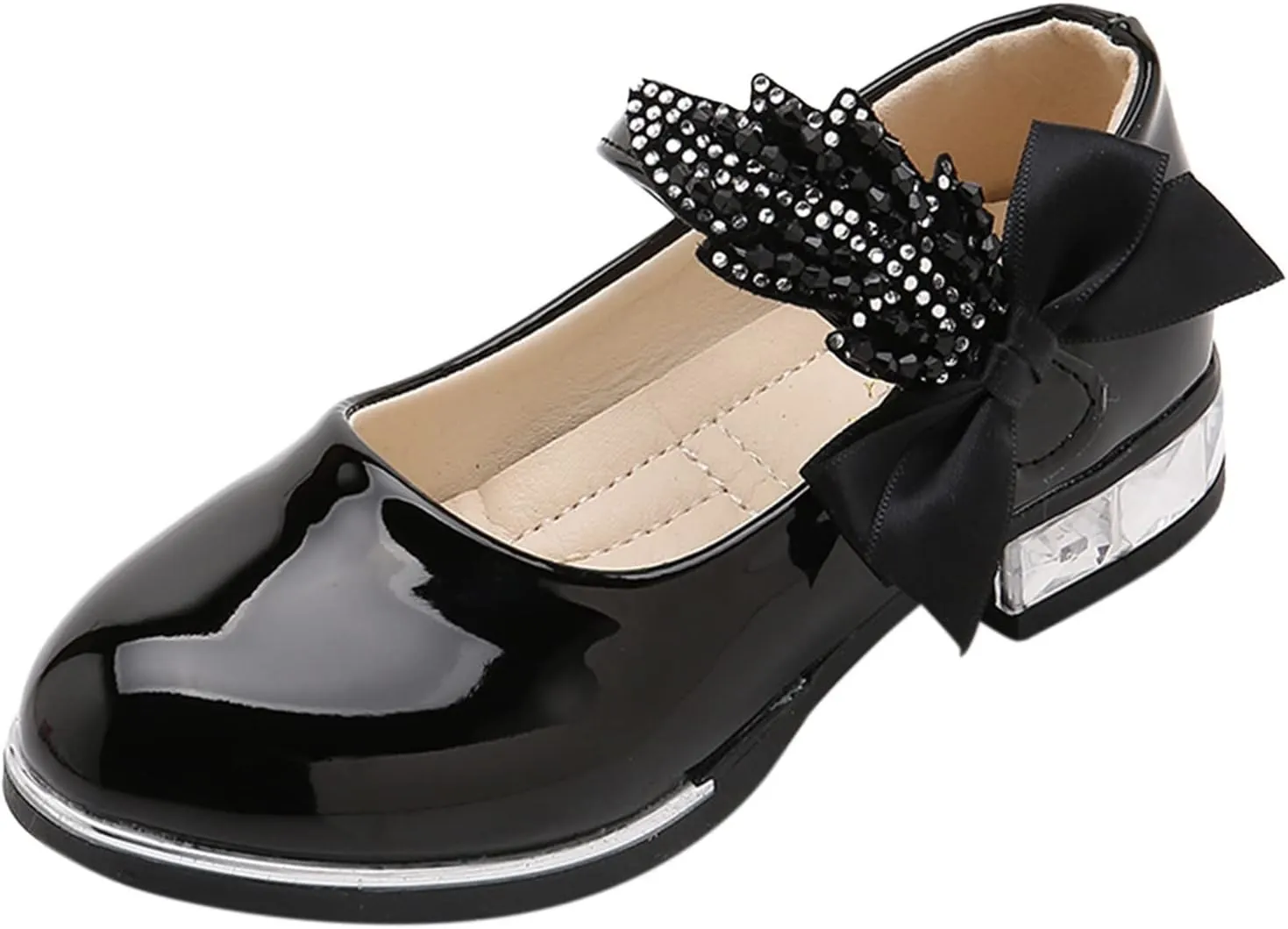 Girls Mary Jane Oxfor𝐝 Dress Shoes Toddler Kids School Shoes Pump Patent Leather Uniform Low Heel Flats for Wedding