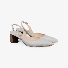 Irene Slingback - Embossed Croc :: Gray