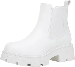 Jeossy Women's 9620 Chelsea Combat Boots, Platform Ankle Boots Chunky Heel, Fashion Lug Sole Slip on Booties with Elastic Band