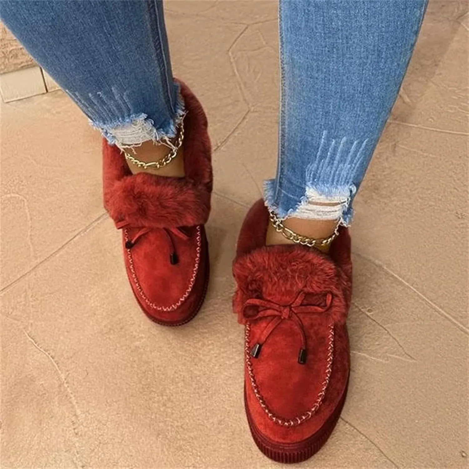 Ladmiple Winter Boots For Women 2024 Fashion Snow Boots Winter Shoes Fur Lined Warm Slip On Comfortable Outdoor Ankle Booties
