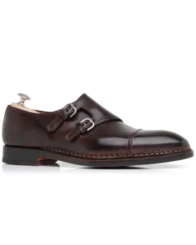 Leather Double Monkstrap in Dark Chocolate