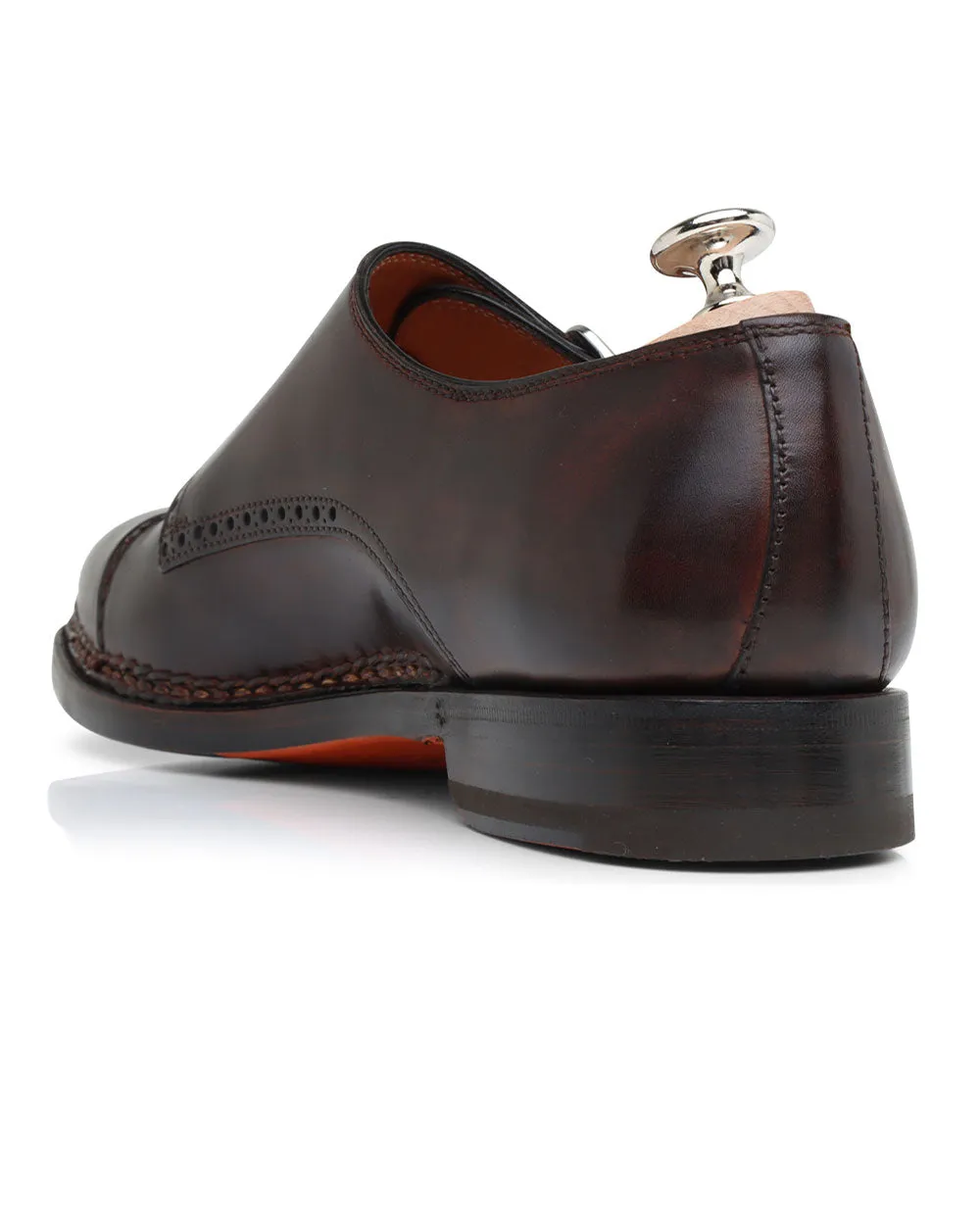 Leather Double Monkstrap in Dark Chocolate