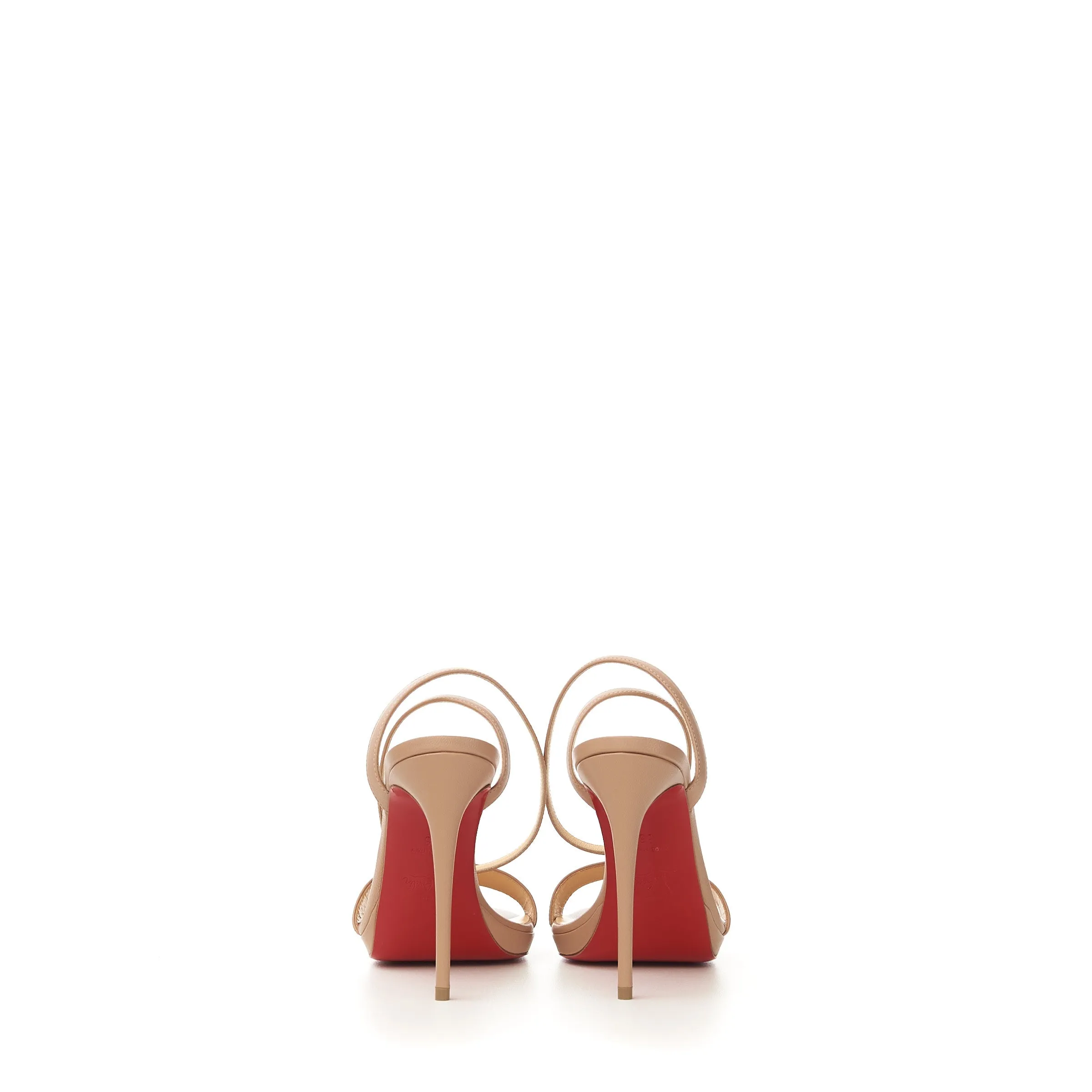 Loubi Queen 120 Sandals In Nude Nappa Leather