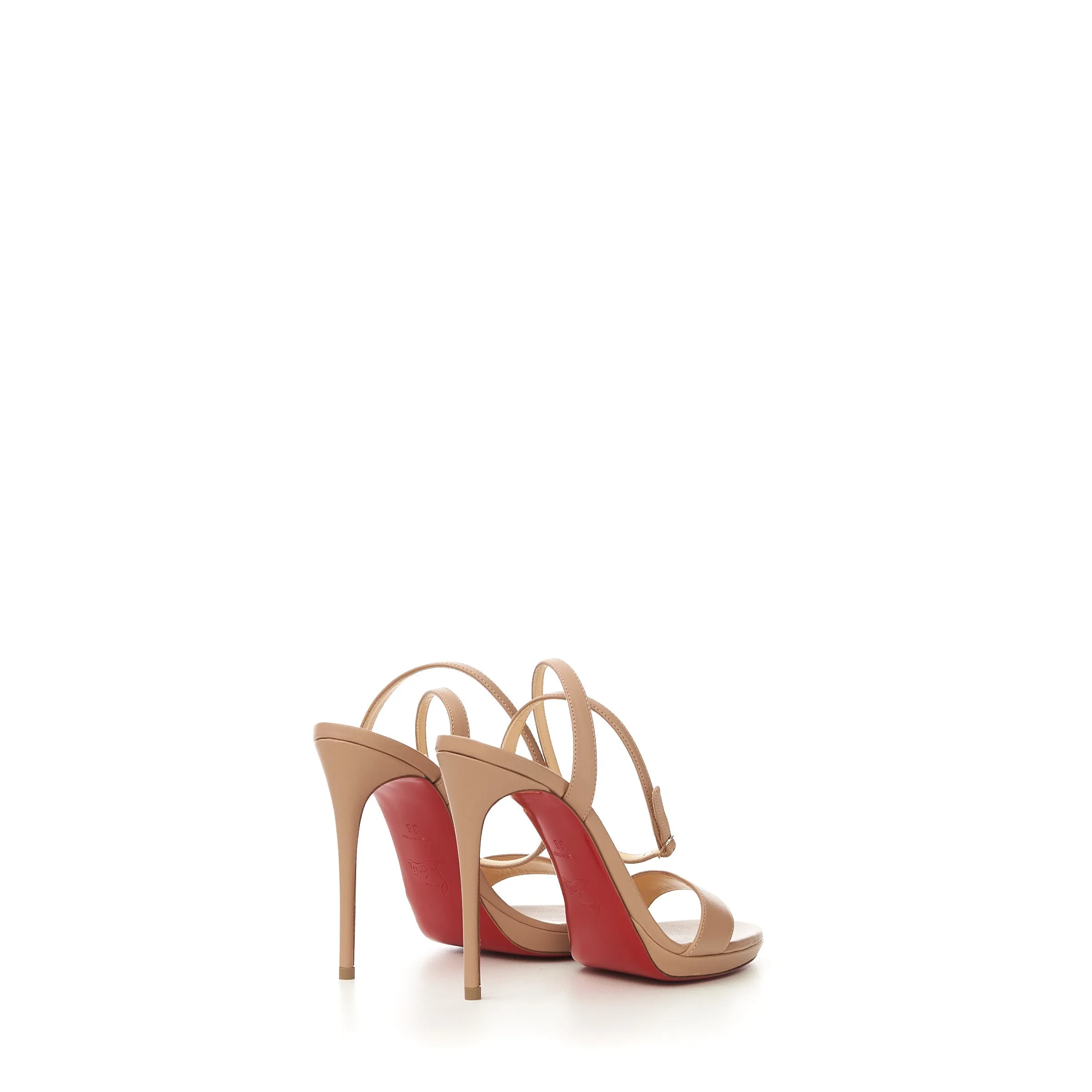 Loubi Queen 120 Sandals In Nude Nappa Leather