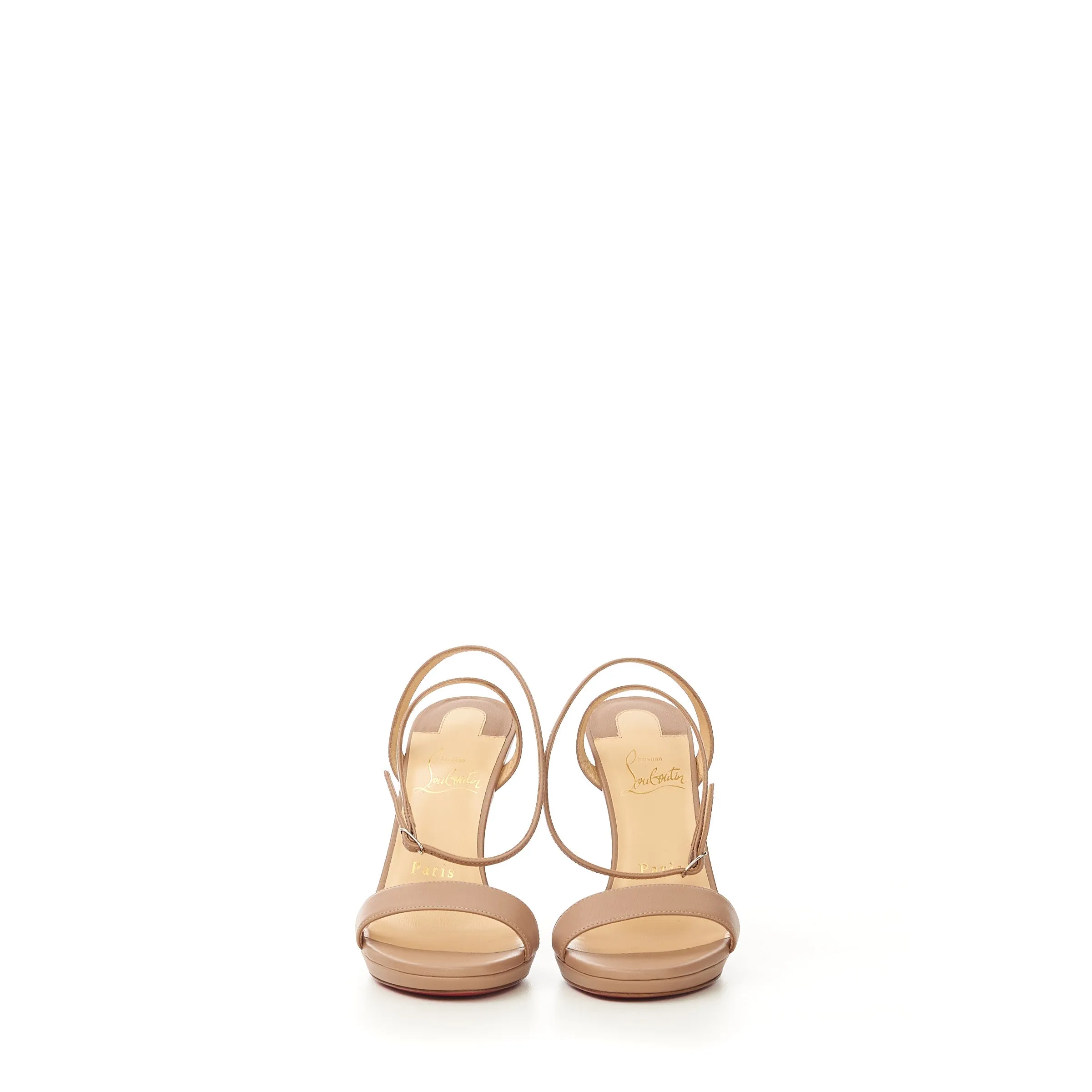 Loubi Queen 120 Sandals In Nude Nappa Leather