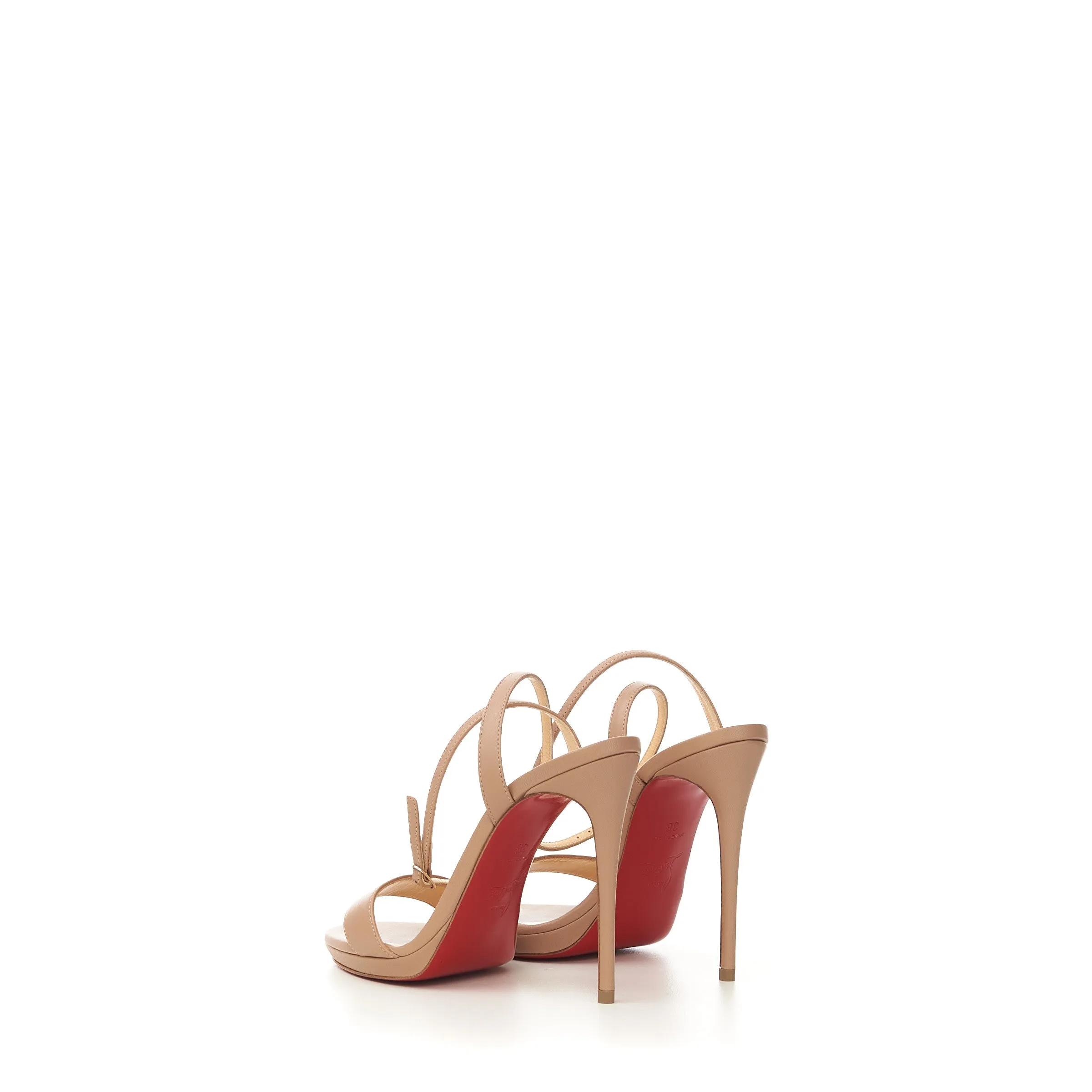 Loubi Queen 120 Sandals In Nude Nappa Leather