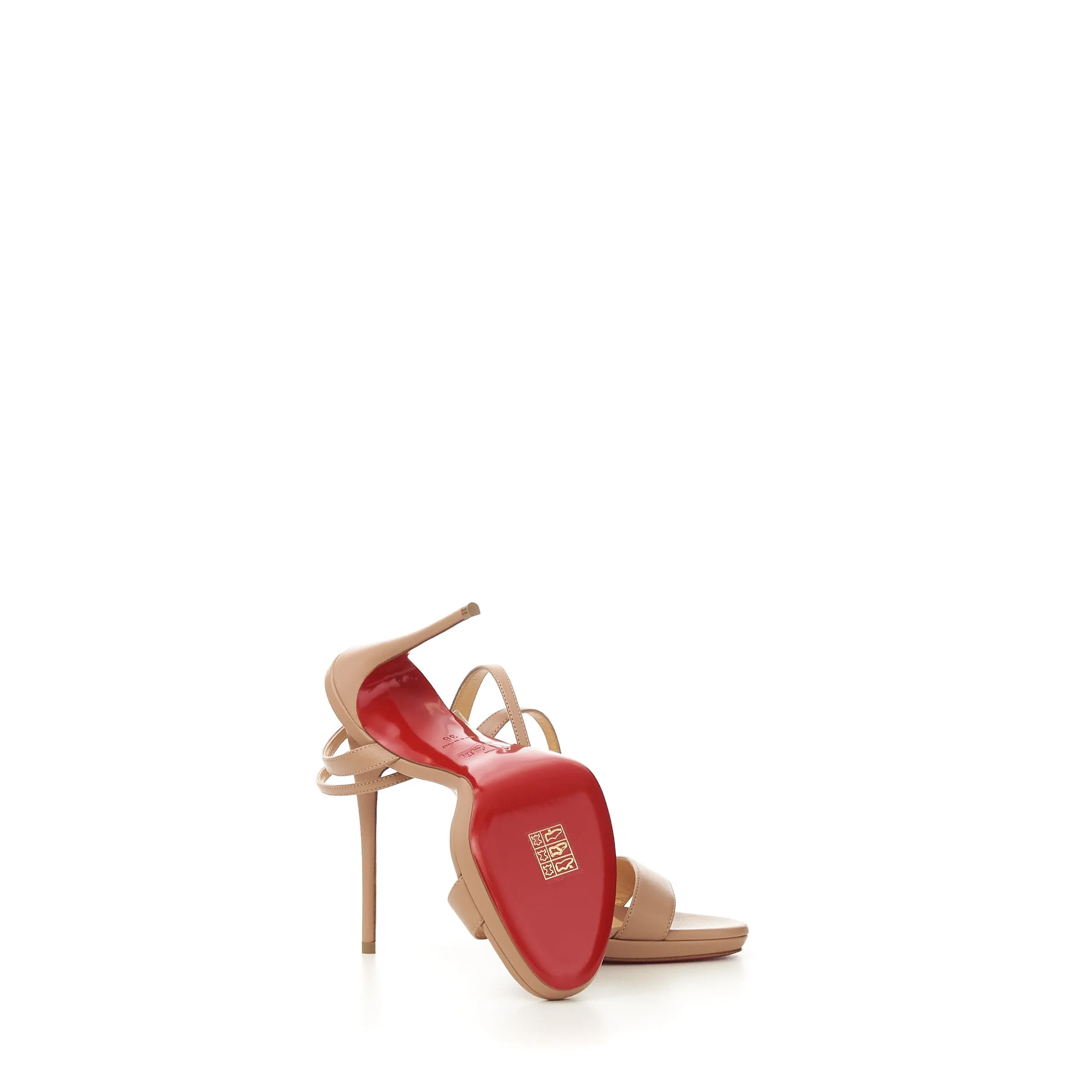 Loubi Queen 120 Sandals In Nude Nappa Leather
