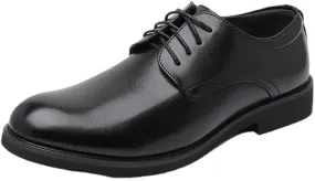 Men's Classic Lace-up Formal Oxfords Pointed Toe Lace up Comfort Breathable Chunky Heels Dress Shoes Formal Tuxedo Shoes