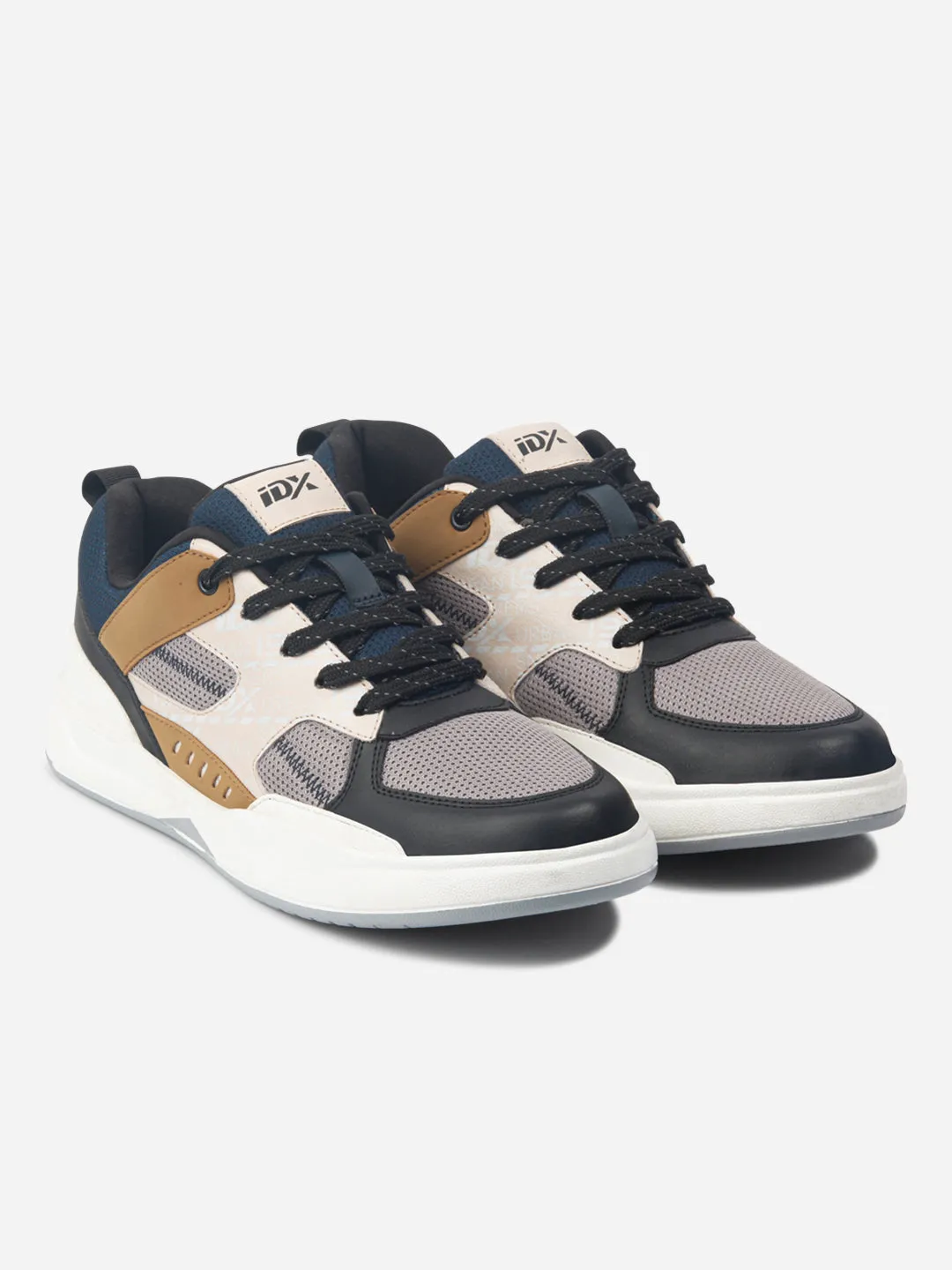 Mens Grey Colorblocked Lace-Up Sneakers (IX6015)