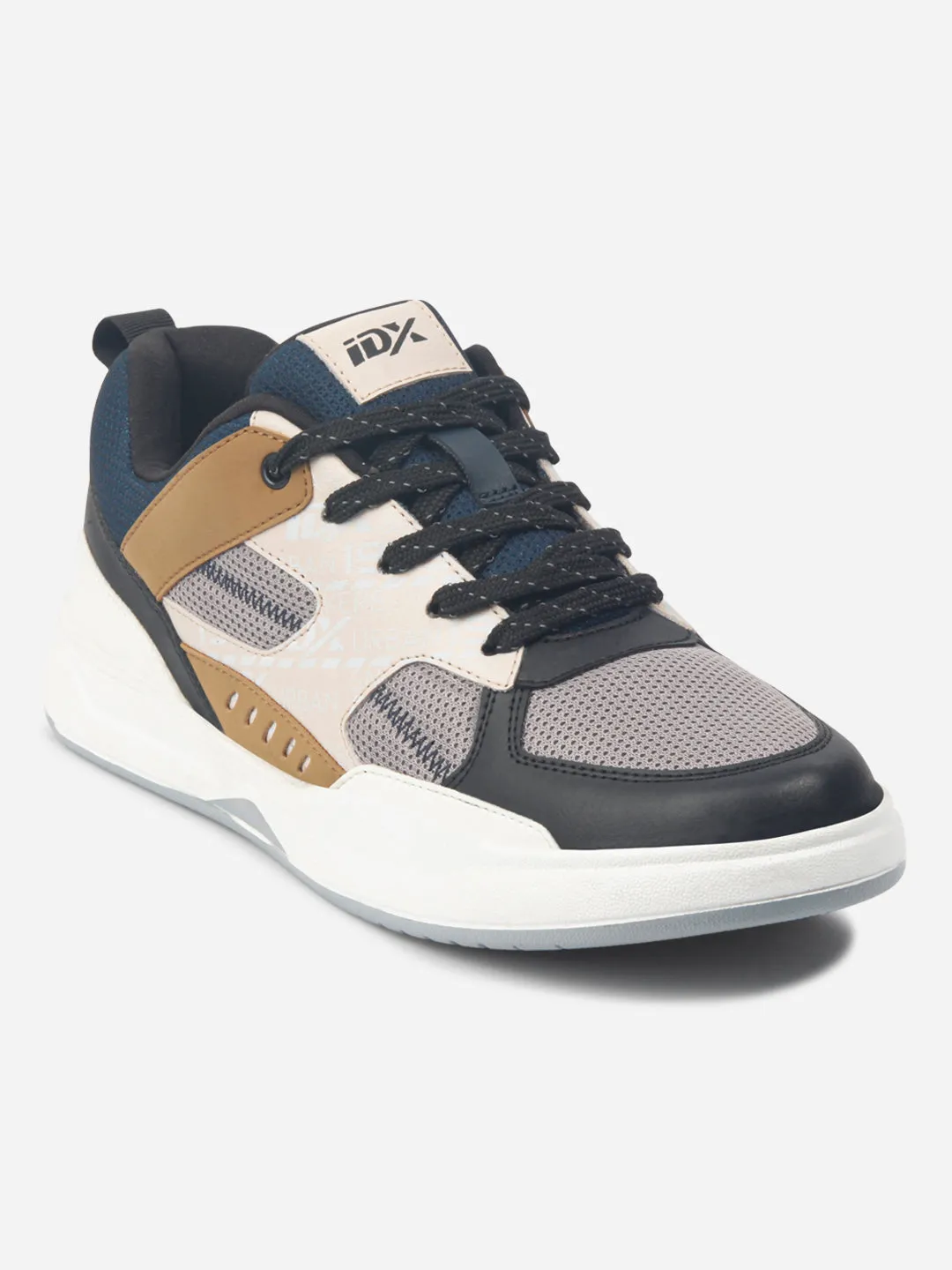 Mens Grey Colorblocked Lace-Up Sneakers (IX6015)