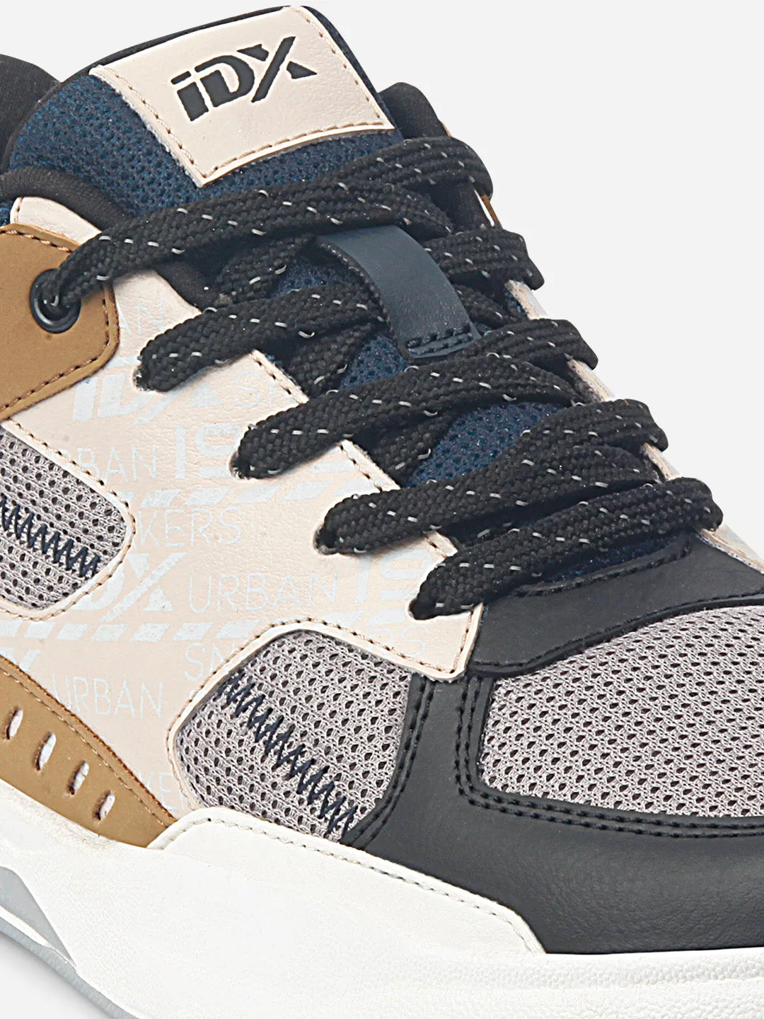 Mens Grey Colorblocked Lace-Up Sneakers (IX6015)