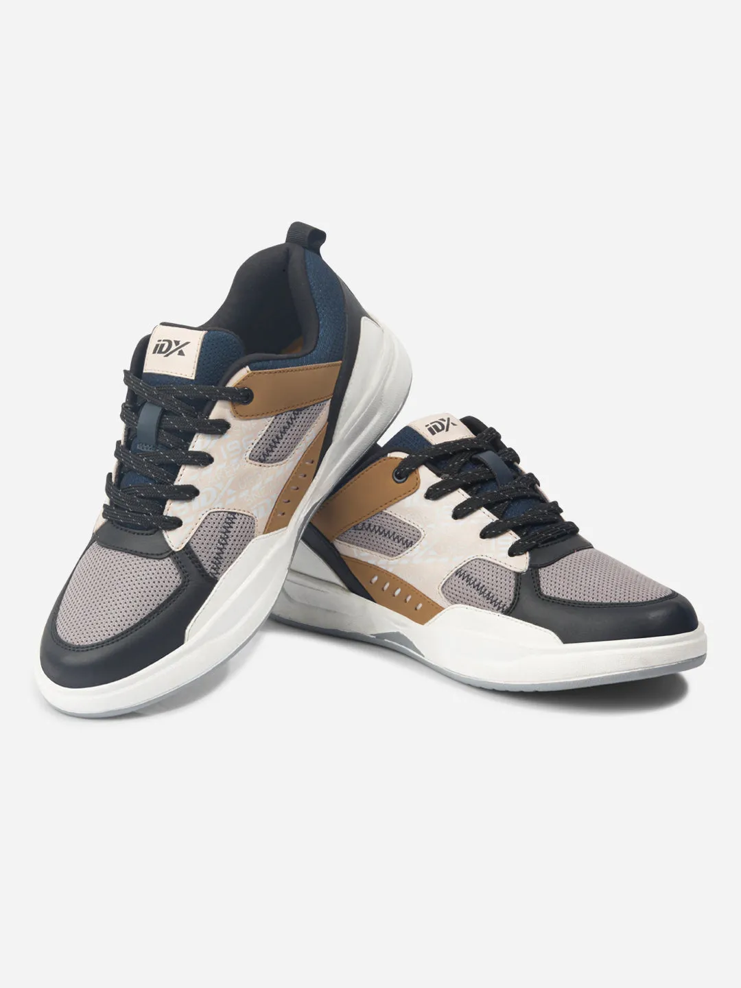 Mens Grey Colorblocked Lace-Up Sneakers (IX6015)