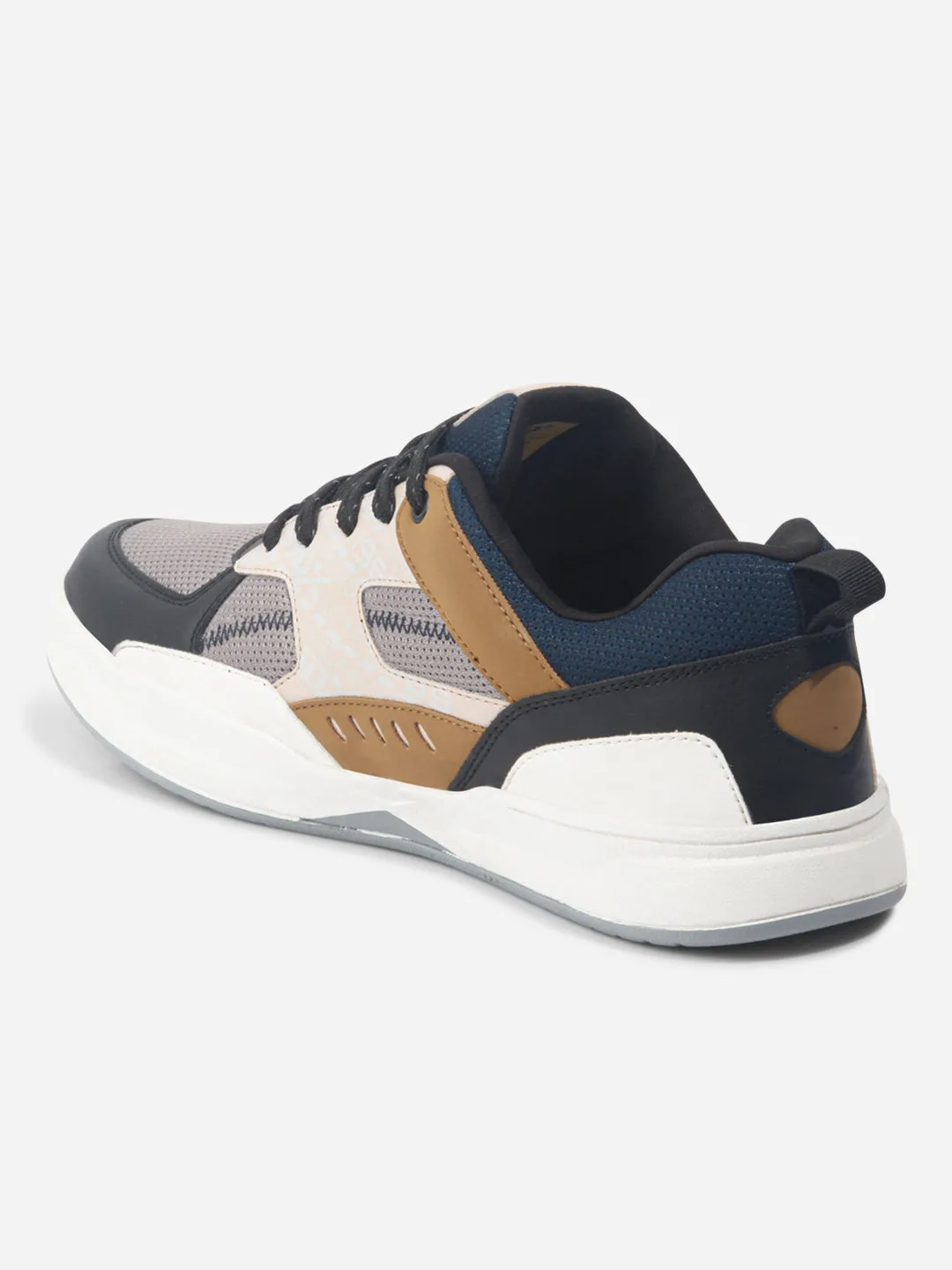 Mens Grey Colorblocked Lace-Up Sneakers (IX6015)