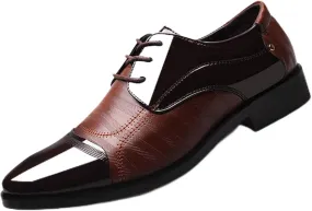 Men's Dress Shoes Faux Patent Leather Oxford Dress Shoes Fashion Breathable Prom Business Wedding Dress Shoes