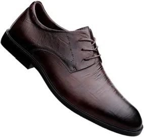 Men's Leather Oxfords Shoes, Casual Dress Men Lace Up Breathable Formal Office for Man, Summer Breathable Vent Leather Shoes-Big Size
