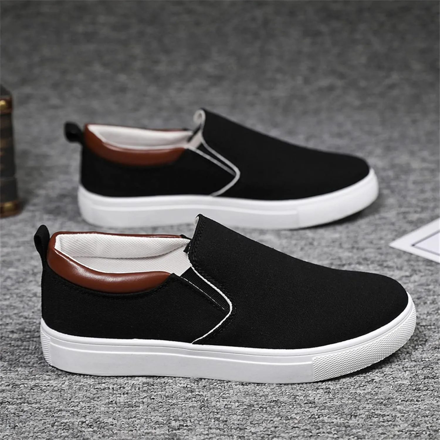 Mens Loafers & Slip-Ons Mens Fashion Solid Color Canvas Flat Bottom Comfortable Running Casual Shoes