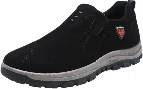 Mens Slip On Sneakers Suede Orthopedic Walking Shoes Comfortable Lightweight Breathable Running Shoes Non Slip Casual High Top Sneaker