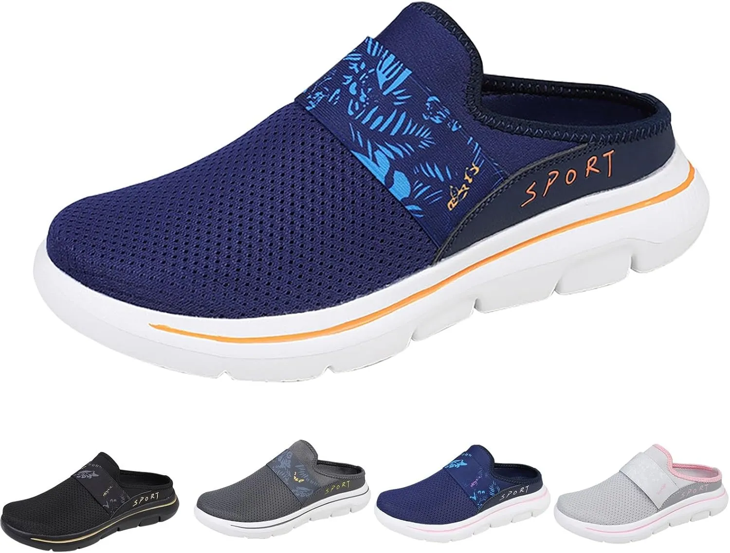 Mesh Orthopedic Walking Shoes Mules for Women 2025 Casual Summer Slip-On Breathable Slippers Hands Free Closed Toe Slingback Slides with Arch-Support