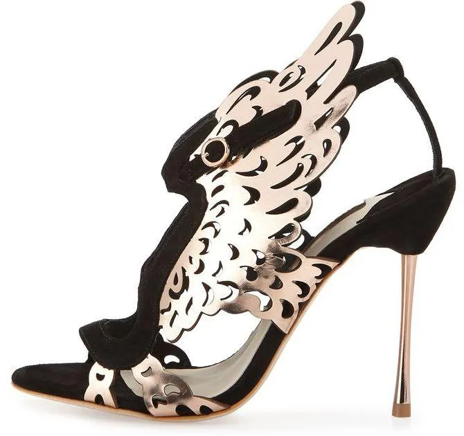 Metallic Parisa Laser-cut Wing Pump - Black or White