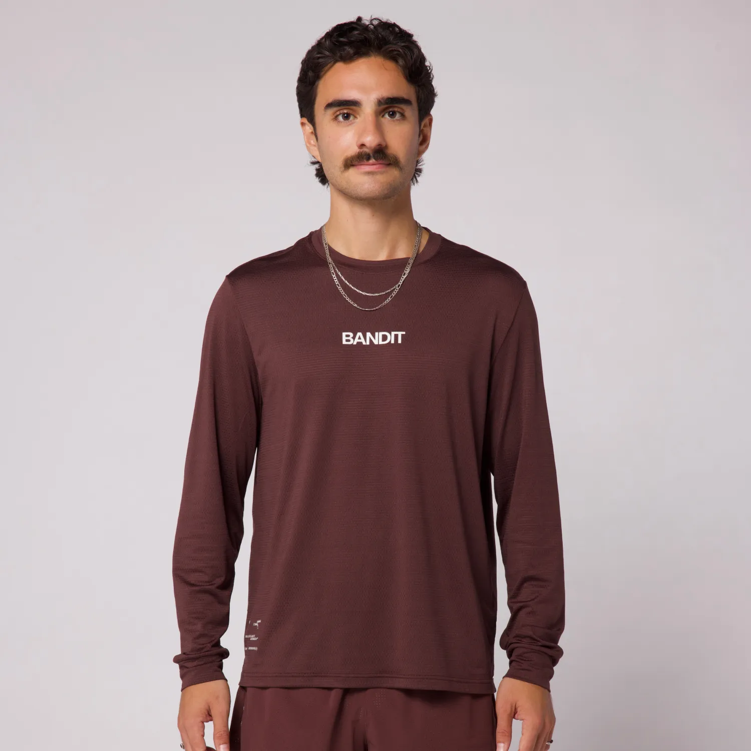 Micromesh™ "Line Numbers" Long Sleeve Tee - Unisex, Chocolate