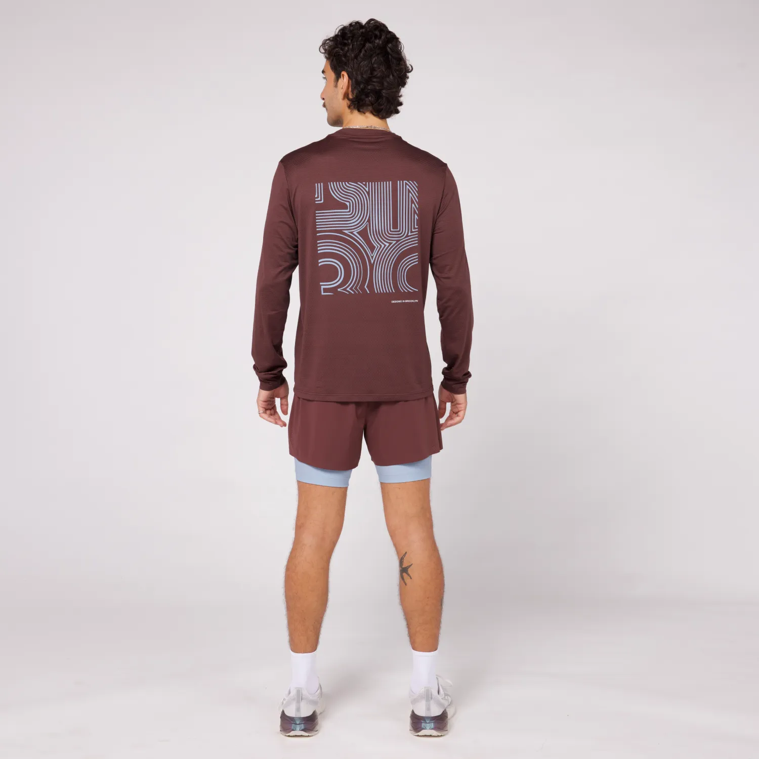 Micromesh™ "Line Numbers" Long Sleeve Tee - Unisex, Chocolate