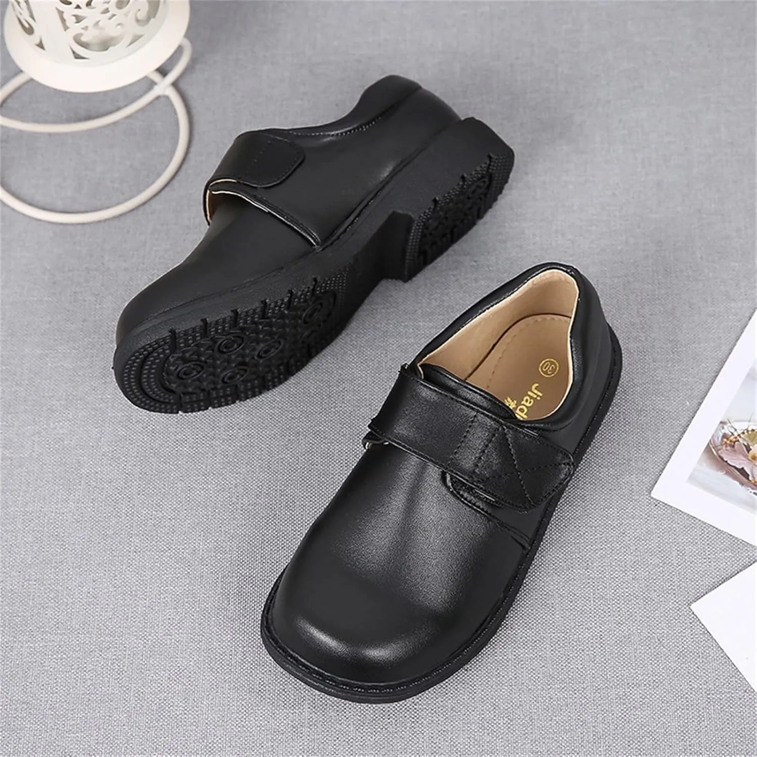 School Shoes for Boys Kids Dress Shoes Thick Bottom Leather Birthday Wedding Stage Dressy Loafers Comfy Oxford