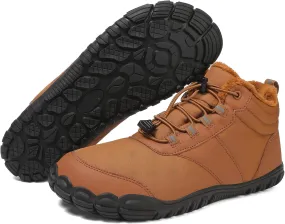 Snow Boots for Women&Men Winter Boots Barefoot Women's Men's Warm Faux Fur Lined Waterproof Snow Sneakers Wide Toe Box Zero Drop Ankle Booties Slip On Minimalist Barefoot Winter Casual Shoes