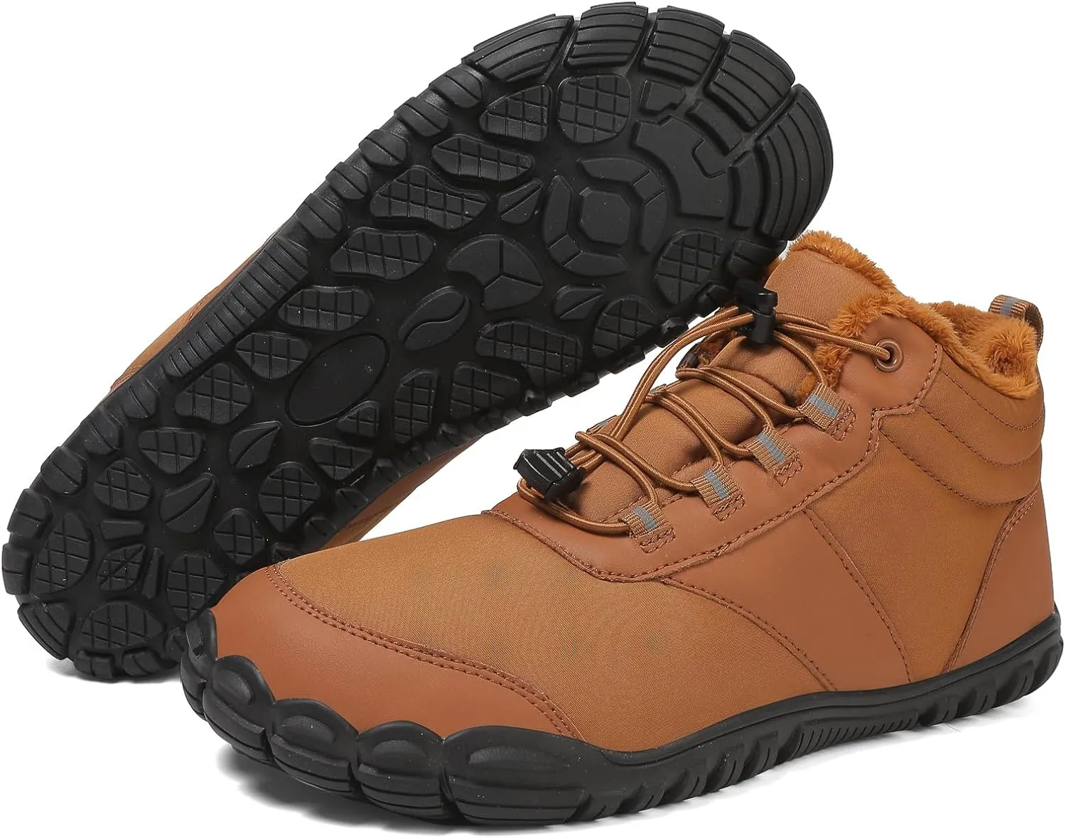 Snow Boots for Women&Men Winter Boots Barefoot Women's Men's Warm Faux Fur Lined Waterproof Snow Sneakers Wide Toe Box Zero Drop Ankle Booties Slip On Minimalist Barefoot Winter Casual Shoes