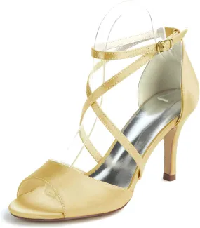 TarfiC Stiletto High Heels for Women, Ankle Strap Kitten Heels Buckle Open Open Toe Shoes Heels