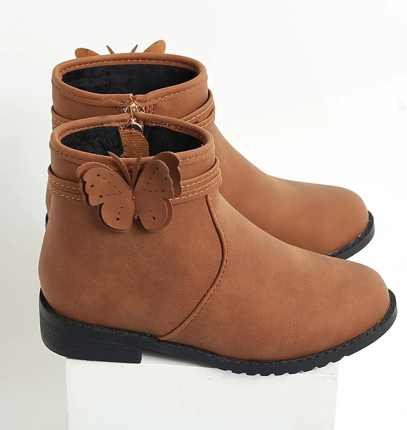 Toddlers Boots Girls Butterfly Zip Side Boots Western Boots Kids Ankle Boots Girls Infant First Walking Warm Shoes