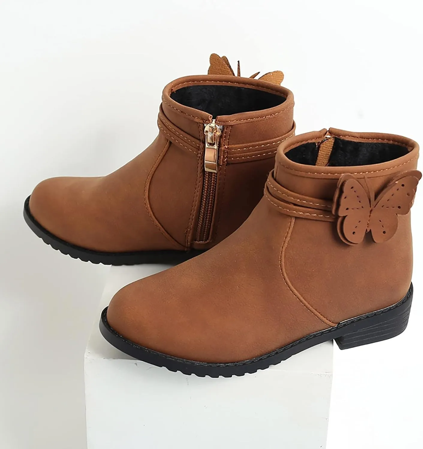 Toddlers Boots Girls Butterfly Zip Side Boots Western Boots Kids Ankle Boots Girls Infant First Walking Warm Shoes