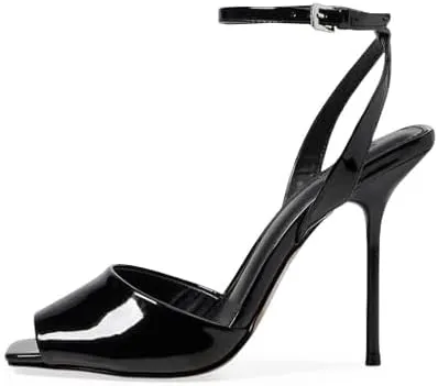 Vertundy Womens Peep Toe High Heels Square Toe Lace Up Stiletto High Heeled Sandals